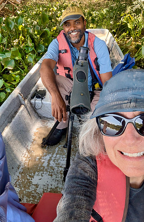 Jill and Edwin in our boat on Guarinocito Lake