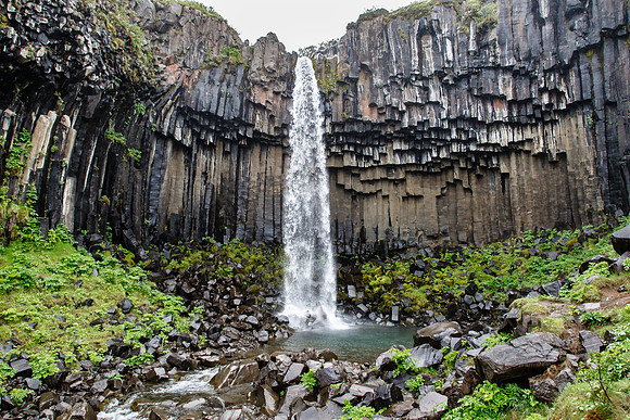 Svartifoss waterfall with hexagonal basalt columns, Skaftafell National Park