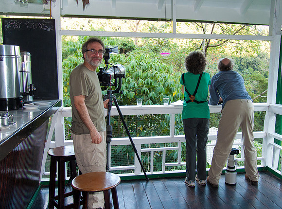 Steve taking a break from photography on verandah