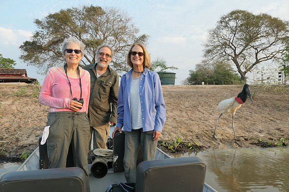 The travelers: Jill, Steve and Jane (with Jabiru stork)