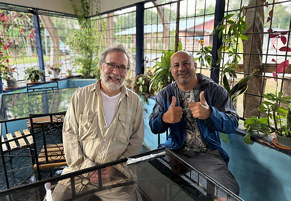 In Caño Negro, our second location, Steve and our guide Fito look ready for our 6 AM breakfast.
