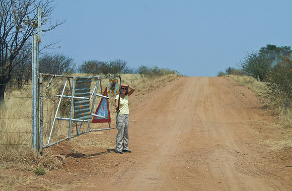 Jane, opening one of the many gates we had to pass through