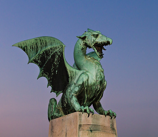 Entrance to Dragon Bridge in Ljubljana